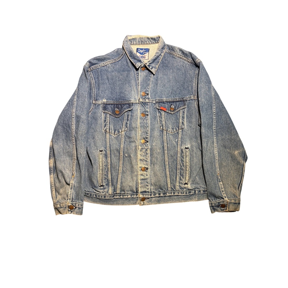 Vintage Big Smith On The Job Wear Blue Denim Trucker Jacket Distressed Mens XL